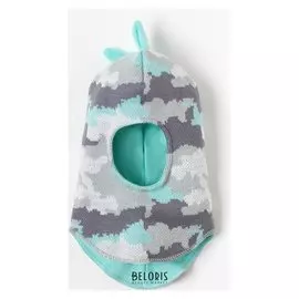 Шапка-шлем крошка Я "Дино", серый/голубой, р.50