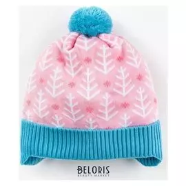 Шапка вязаная детская Kaftan "Ёлочки" размер 52, шерсть, пан, хлопок