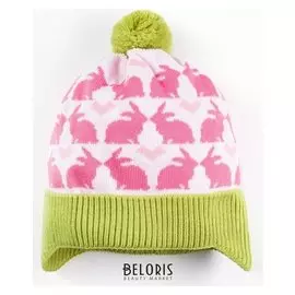 Шапка вязаная детская Kaftan "Зайчики"размер 54, шерсть, пан, хлопок