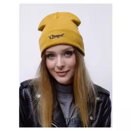 Шапка женская кумпол, цвет горчица, р-р 56-58
