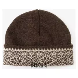 Шапка женская шерстяная "Орнамент" 05101 цвет коричневый