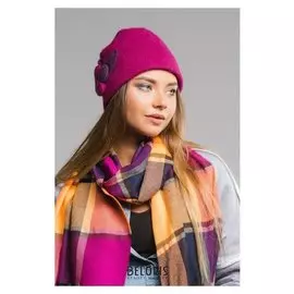 Шапка зимняя шерстяная "Марта", размер 54-56, цвет фуксия