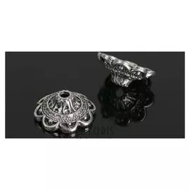 Шапочки для бусин (Набор 10шт), 6х13,5 мм, цвет черненое серебро