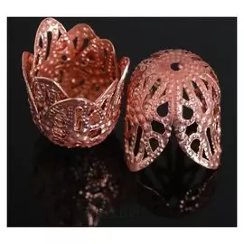 Шапочки для бусин (Набор 10шт), см-051-1, 16х15 мм, цвет меди