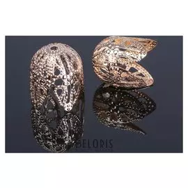 Шапочки для бусин (Набор 10шт), см-051-1, 16х15 мм, цвет золото