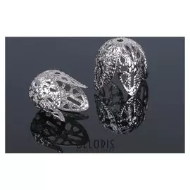 Шапочки для бусин (Набор 10шт), см-051-1, 16х15 мм, цвет серебро