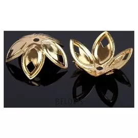 Шапочки для бусин (Набор 10шт) см-074, 2х20 мм, цвет золото