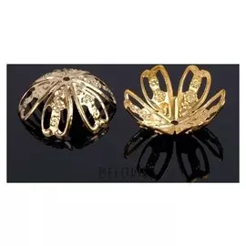 Шапочки для бусин (Набор 20шт) см-031, 2х18 мм, цвет золото