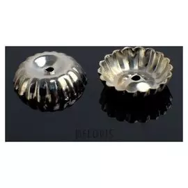 Шапочки для бусин (Набор 20шт) см-049, 2х10 мм, цвет серебро