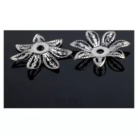 Шапочки для бусин (Набор 20шт) см-069, 3х16 мм, цвет серебро