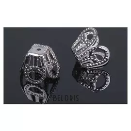 Шапочки для бусин (Набор 20шт), см-094, 7х10 мм, цвет серебро