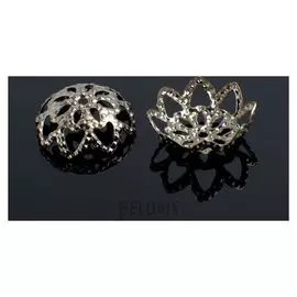 Шапочки для бусин (Набор 30шт) см-019, 4х10 мм, цвет серебро