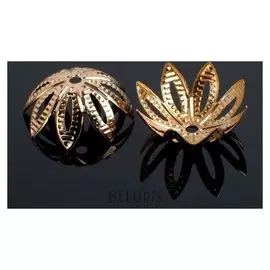 Шапочки для бусин (Набор 50шт) см-016, 6х13 мм, цвет золото