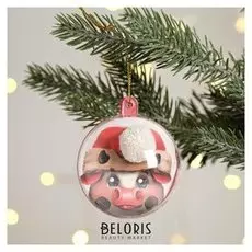 Шар елочный «Бычок в шапочке», 6 см