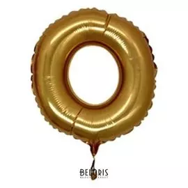 Шар фольгированный 14" «Цифра 0» для палочки, без клапана, цвет золотой
