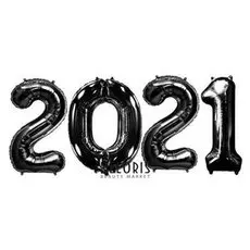 Шар фольгированный 16" «2021», цвет чёрный