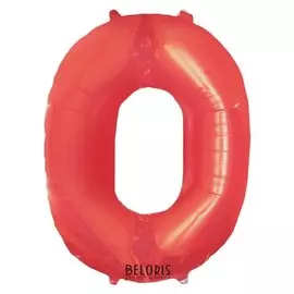 Шар фольгированный 16" цифра 0, индивидуальная упаковка, цвет красный
