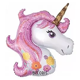 Шар фольгированный 16" «Единорог», цвет розовый