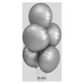 Шар фольгированный 18" «Круг», набор 5 шт., матовый, цвет серебряный