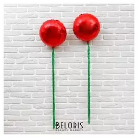 Шар фольгированный 18""круг" с лентой из фольги, набор 2 шт., индивидуальная упаковка, цвет красный