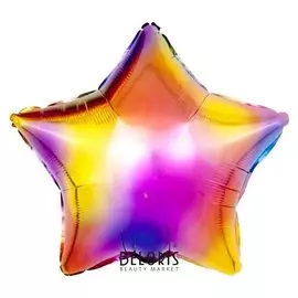 Шар фольгированный 18" «Радужные блики», градиент, звезда