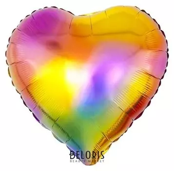 Шар фольгированный 18" «Радужные блики», сердце, градиент, разноцветный