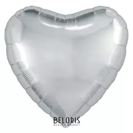 Шар фольгированный 18", сердце, цвет серебряный
