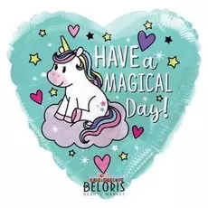 Шар фольгированный 18" сердце «Единорог на облаке»
