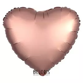 Шар фольгированный 18", сердце, матовый, цвет розовое золото