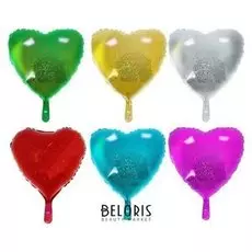 Шар фольгированный 18", сердце, набор 12 шт.