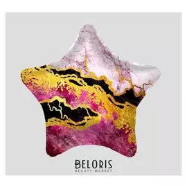 Шар фольгированный 19" «Розовый мрамор», звезда, 1 шт., в упаковке