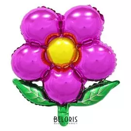 Шар фольгированный 20""цветок" с клапаном, цвет фуксии