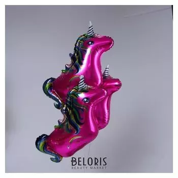 Шар фольгированный 20""единорог", цвет розовый набор 3шт.