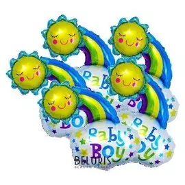 Шар фольгированный 29" «Радуга в облаке», набор 5 шт., цвет голубой