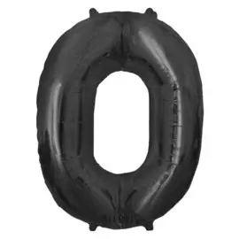 Шар фольгированный 32" цифра 0, индивидуальная упаковка, цвет чёрный