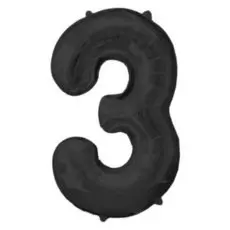 Шар фольгированный 32" цифра 3, индивидуальная упаковка, цвет чёрный