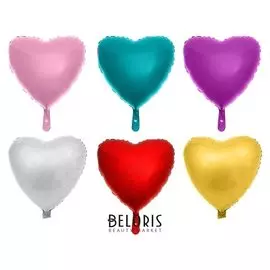 Шар фольгированный 32", сердце, набор 6 шт.