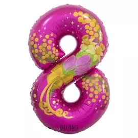 Шар фольгированный 34" «8 марта», цифра