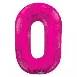 Шар фольгированный 34"цифра"0" розовая