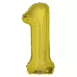 Шар фольгированный 34"цифра"1" золото