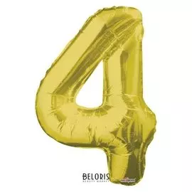 Шар фольгированный 34 цифра 4 золото
