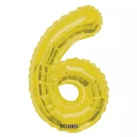 Шар фольгированный 34"цифра"6" золото