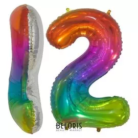 Шар фольгированный 34" «Цифра два», мармеладный леденец, градиент