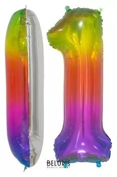 Шар фольгированный 34" «Цифра один», мармеладный леденец, градиент