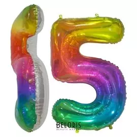 Шар фольгированный 34" «Цифра пять», мармеладный леденец, градиент