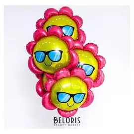 Шар фольгированный 34" «Цветочек в очках», набор 5 шт.