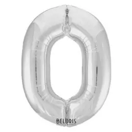 Шар фольгированный 40" «Цифра 0», цвет серебряный, Slim