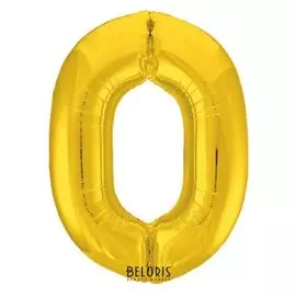 Шар фольгированный 40" «Цифра 0», цвет золотой, Slim