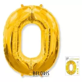 Шар фольгированный 40"цифра"0" золото