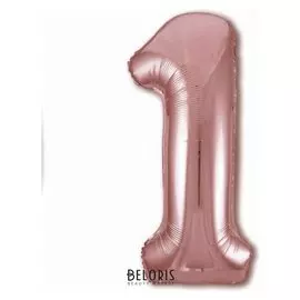 Шар фольгированный 40" «Цифра 1», цвет розовое золото Slim